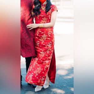 Elegant Red Cheongsam Dress